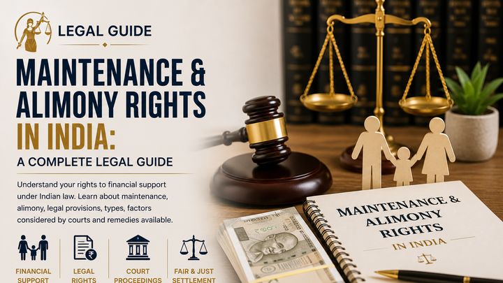 Maintenance and alimony legal guide with gavel and family figures