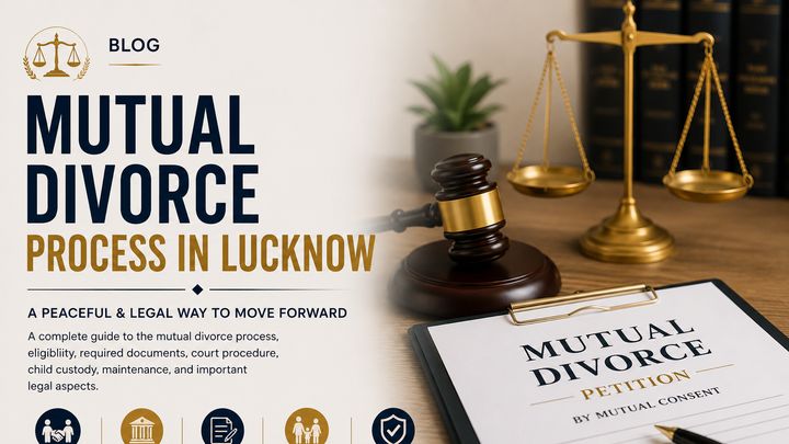 Mutual divorce petition with a gavel and scales of justice