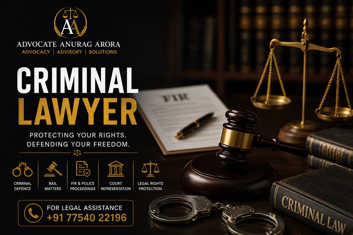 Gavel, handcuffs, scales of justice and criminal law books on a lawyer's desk